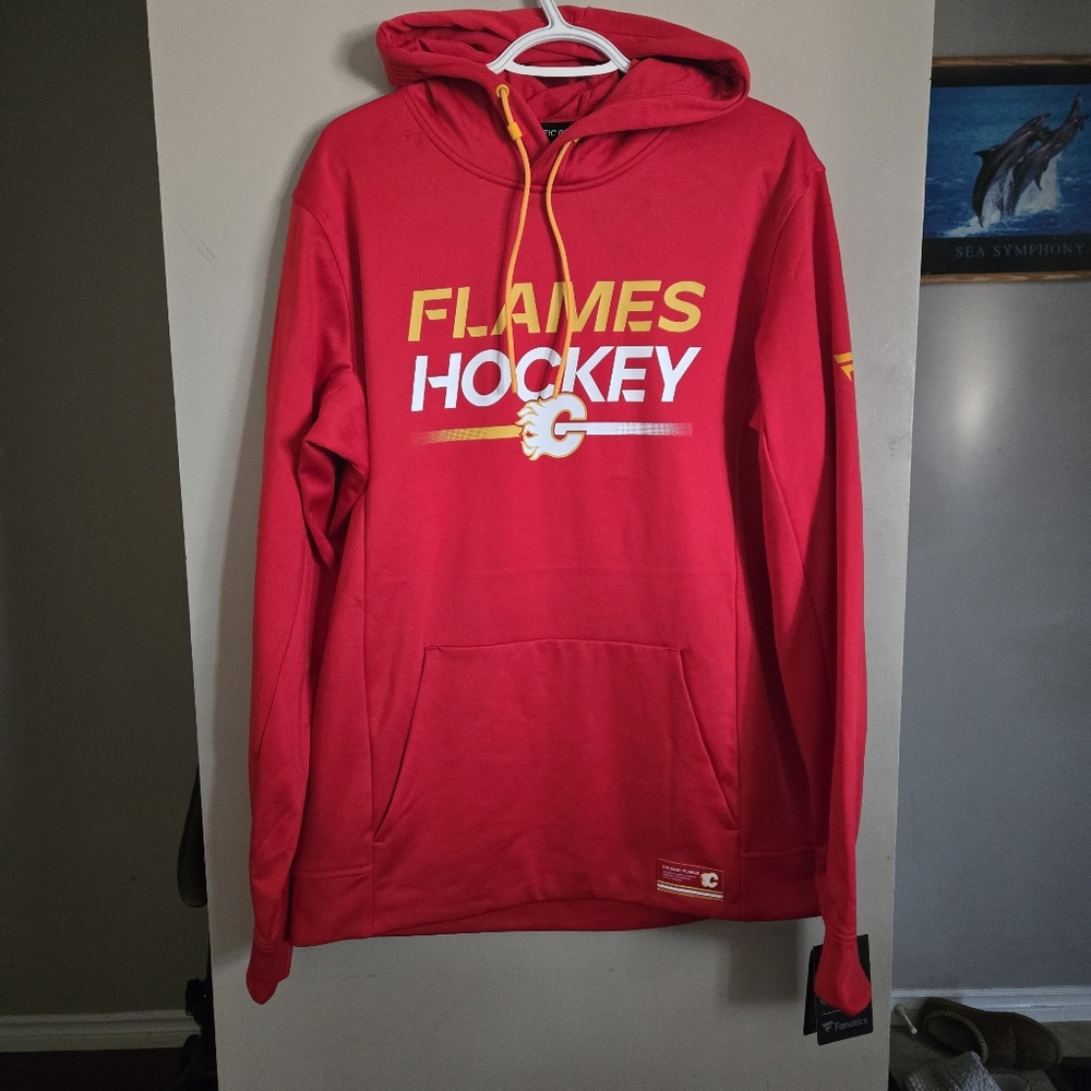 New Authentic NHL Fanatics Pro Calgary Flames Hoodie Large Men Hockey